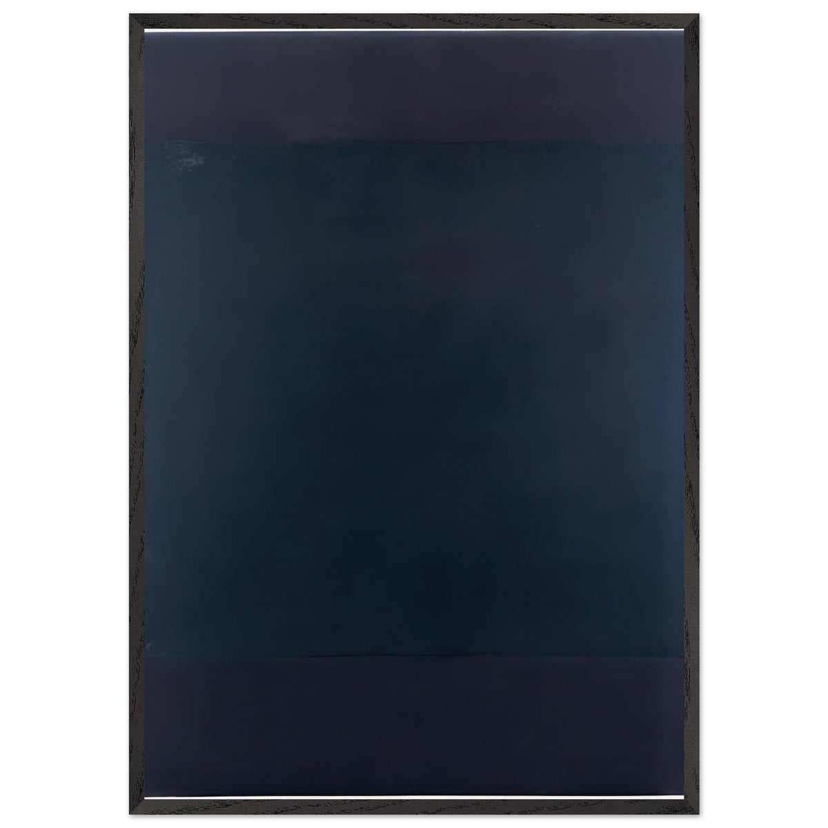 Mark Rothko abstract dark blue color field painting with deep navy tones and subtle layered textures, framed wall art.