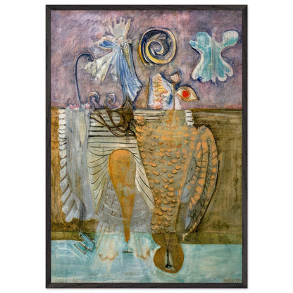 Mark Rothko abstract figurative painting featuring surreal shapes, earthy tones, and expressive textures, framed wall art print.