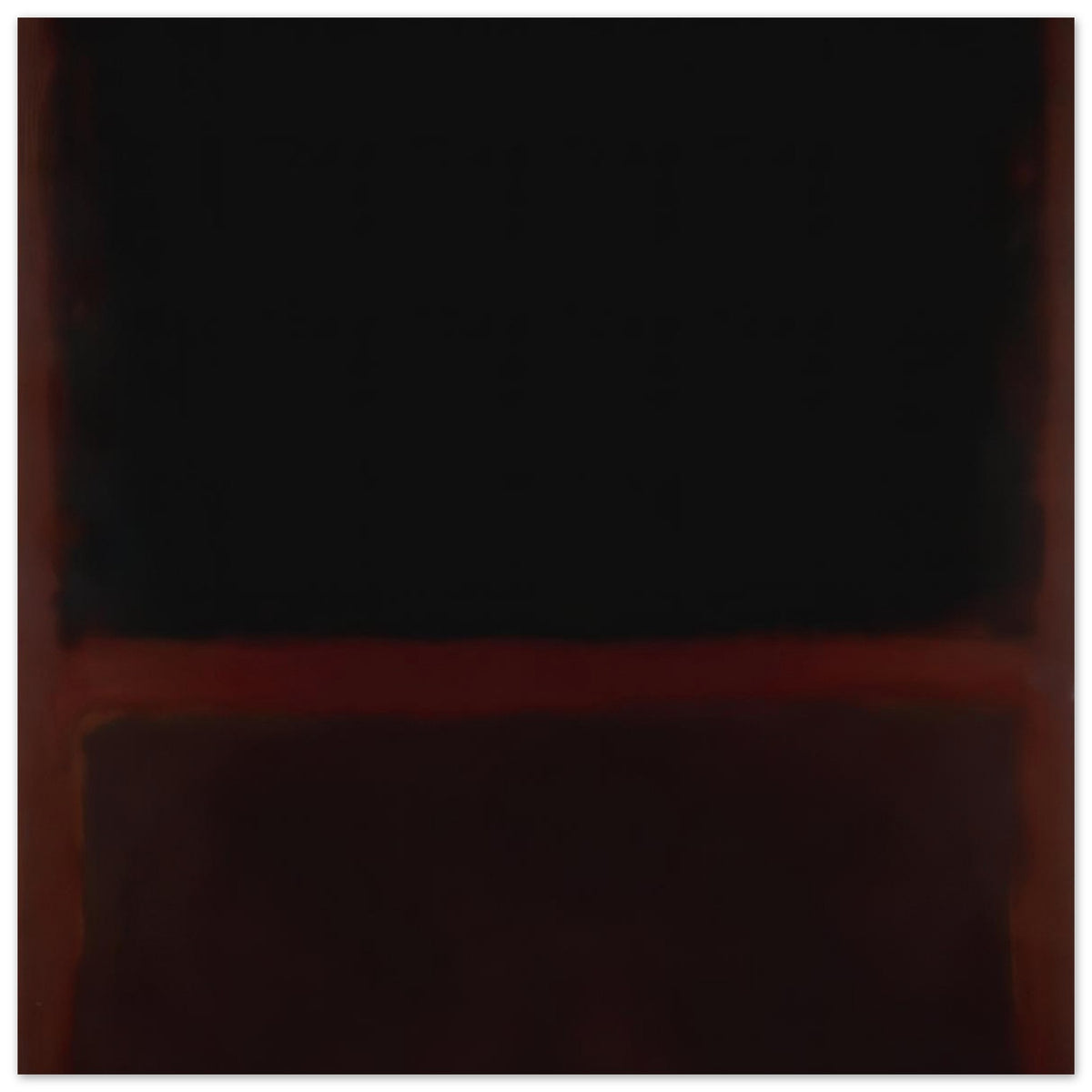 Mark Rothko abstract poster featuring a black upper field, dark burgundy lower field, and subtle rust-red borders.