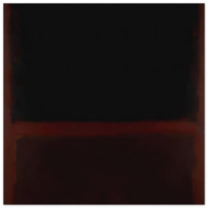 Mark Rothko abstract poster featuring a black upper field, dark burgundy lower field, and subtle rust-red borders.