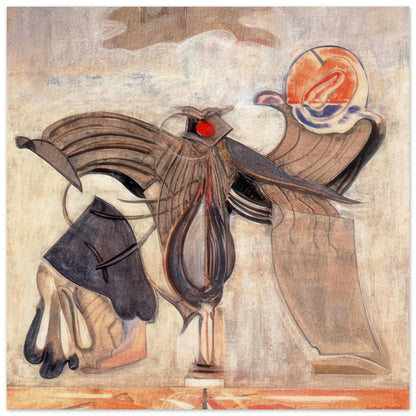 Mark Rothko poster featuring surreal abstract forms in brown, beige, charcoal grey, and orange tones.