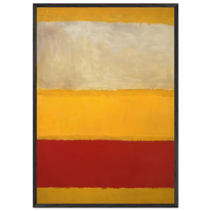Mark Rothko abstract art print featuring golden yellow, warm cream and deep red horizontal colour fields in a minimalist composition.