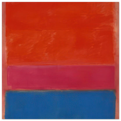 Mark Rothko abstract art poster featuring vibrant vermilion red, warm orange, deep magenta, and rich cobalt blue colour fields in a bold Color Field composition, ideal for contemporary wall art.