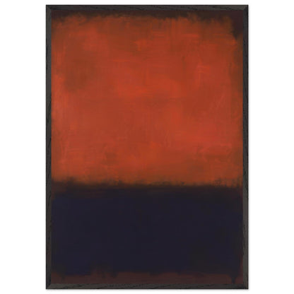 Mark Rothko abstract art print featuring a large burnt orange-red colour field above a deep navy-black band, creating a minimalist composition.